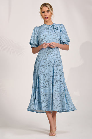 jersey midi dress uk Cotton Traders Washed Blue Stretch Jersey Midi Dress - 10