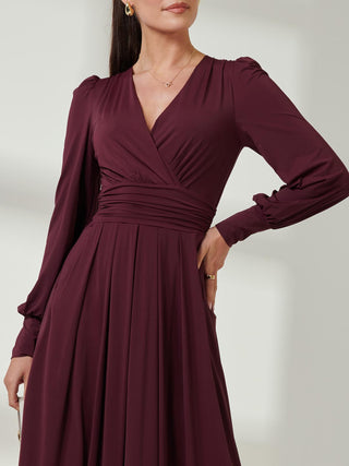 Long Sleeve Soft Silky Jersey Maxi Dress, Burgundy Jolie Moi Retail Long Sleeve Soft Silky Jersey Maxi Dress, Burgundy Jolie Moi Retail