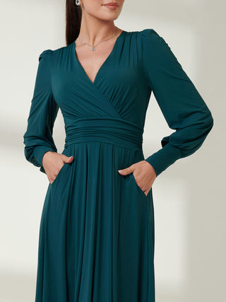 Long Sleeve Soft Silky Jersey Maxi Dress, Forest Green Jolie Moi Retail Long Sleeve Soft Silky Jersey Maxi Dress, Forest Green Jolie Moi Retail