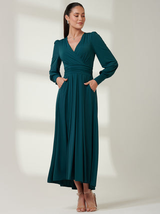 Long Sleeve Soft Silky Jersey Maxi Dress, Forest Green Jolie Moi Retail Long Sleeve Soft Silky Jersey Maxi Dress, Forest Green Jolie Moi Retail