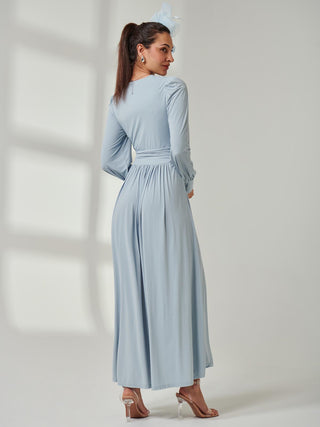 Long Sleeve Soft Silky Jersey Maxi Dress, Ice Blue Jolie Moi Retail Long Sleeve Soft Silky Jersey Maxi Dress, Ice Blue Jolie Moi Retail