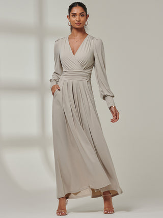 Giulia Long Sleeve Maxi Dress, Dove