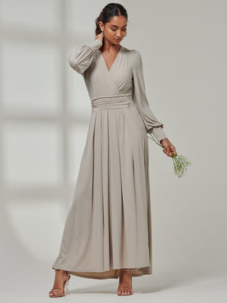 Giulia Long Sleeve Maxi Dress, Dove