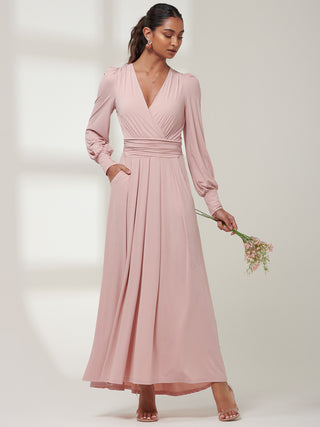 Giulia Long Sleeve Maxi Dress, Dusty Pink – Jolie Moi Retail