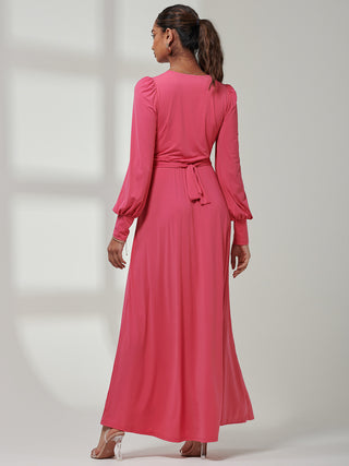 Giulia Long Sleeve Maxi Dress, Hot Pink