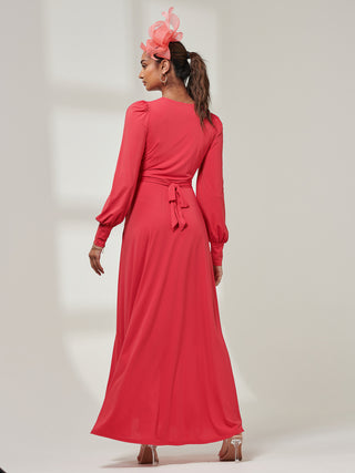 Giulia Long Sleeve Maxi Dress, Red
