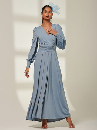 Giulia Long Sleeve Maxi Dress, Steel Blue Jolie Moi Retail Giulia Long Sleeve Maxi Dress, Steel Blue Jolie Moi Retail