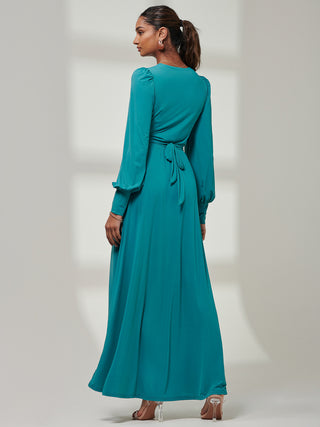 Giulia Long Sleeve Maxi Dress, Teal - Main Image