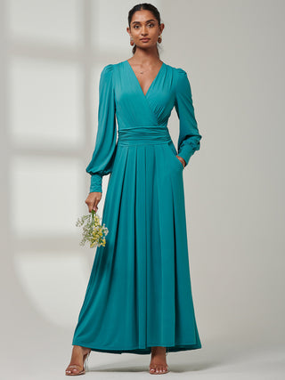 Giulia Long Sleeve Maxi Dress, Teal Jolie Moi Retail Giulia Long Sleeve Maxi Dress, Teal Jolie Moi Retail