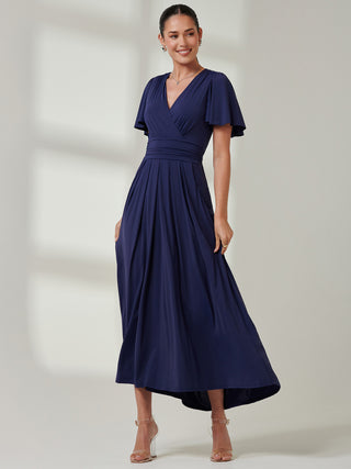 Angel Sleeve Super-Smooth Jersey Maxi Dress, Navy