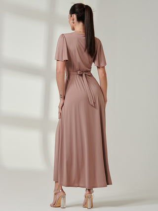 Angel Sleeve Super-Smooth Jersey Maxi Dress, Rose Taupe