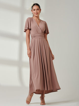 Angel Sleeve Jersey Maxi Dress, Rose Taupe