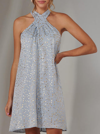 Halter Neck Tie Mini Dress, Light Blue Jolie Moi Retail Halter Neck Tie Mini Dress, Light Blue Jolie Moi Retail