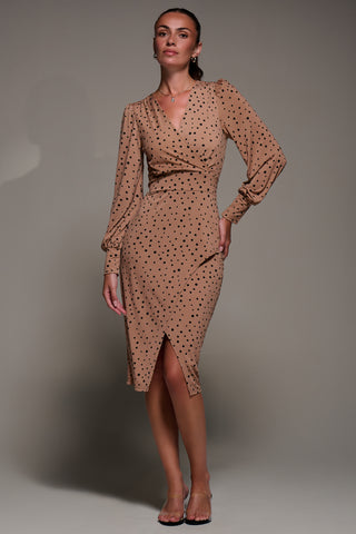 Long Sleeve Jersey Midi Dress, Black Spot