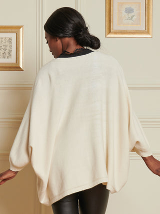 Loose Fit Batwing Knitted Cardigan, Cream