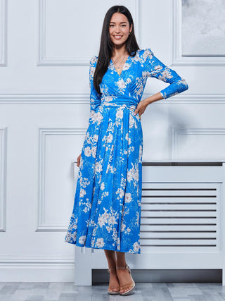 Devorah Printed Jersey Long Sleeve Maxi, Blue Floral Jolie Moi Retail Devorah Printed Jersey Long Sleeve Maxi, Blue Floral Jolie Moi Retail