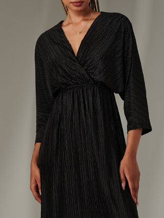 Ruffle Hem Textured Jersey Maxi Dress, Black