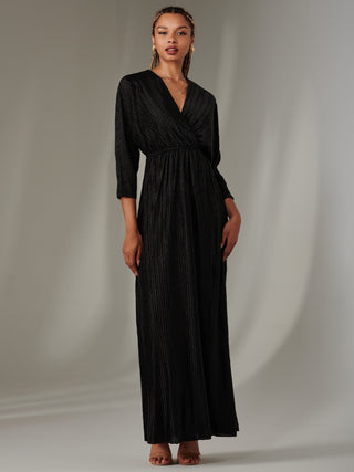 Textured Jersey Long Sleeve Maxi Dress, Black Jolie Moi Retail Textured Jersey Long Sleeve Maxi Dress, Black Jolie Moi Retail