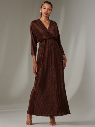 Texture Jersey Long Sleeve Maxi Dress, Chocolate – Jolie Moi Retail