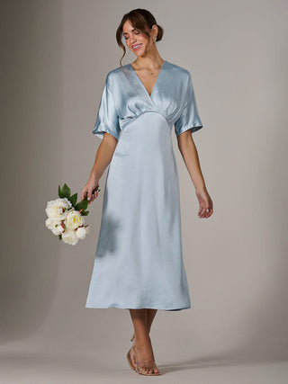 Satin A-Line Midaxi Dress, Blue Jolie Moi Retail Satin A-Line Midaxi Dress, Blue Jolie Moi Retail
