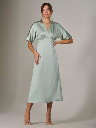Satin A-Line Midaxi Dress, Green Jolie Moi Retail Satin A-Line Midaxi Dress, Green Jolie Moi Retail