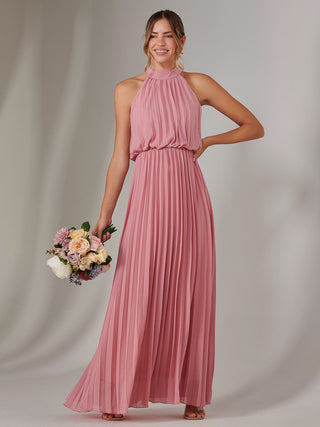 Pleated Bridesmaids Maxi Dress, Dusty Pink Jolie Moi Retail Pleated Bridesmaids Maxi Dress, Dusty Pink Jolie Moi Retail