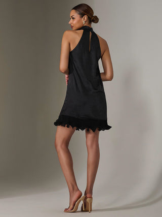 Satin Halterneck Mini Dress, Black Jolie Moi Retail Satin Halterneck Mini Dress, Black Jolie Moi Retail