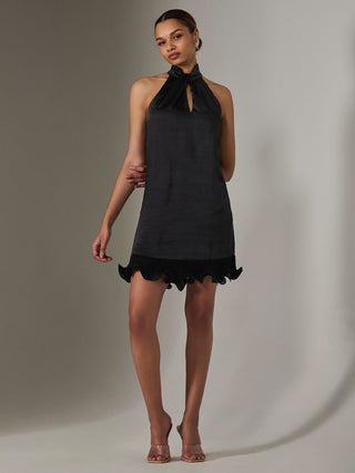 Satin Halterneck Mini Dress, Black Jolie Moi Retail Satin Halterneck Mini Dress, Black Jolie Moi Retail