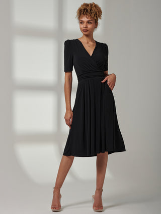 Bianca Half Sleeve Jersey Midi Dress, Black Jolie Moi Retail Bianca Half Sleeve Jersey Midi Dress, Black Jolie Moi Retail