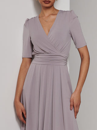 Bianca Half Sleeve Jersey Midi Dress, Dove