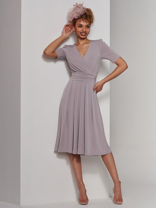 Bianca Half Sleeve Jersey Midi Dress, Dove