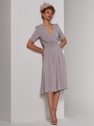 Bianca Half Sleeve Jersey Midi Dress, Dove