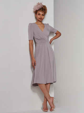 Bianca Half Sleeve Jersey Midi Dress, Dove