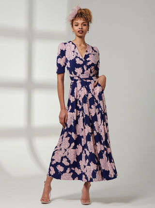 Kenzie Half Sleeve Jersey Maxi Dress, Floral Abstract
