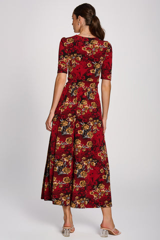 Printed Jersey Maxi Dress, Burgundy Floral