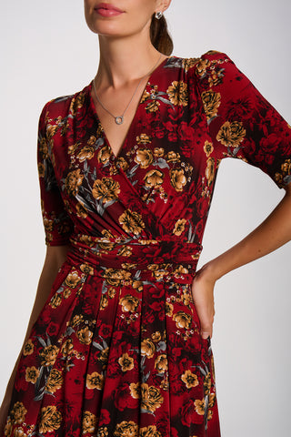 Printed Jersey Maxi Dress, Burgundy Floral
