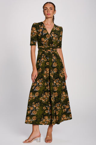 Printed Jersey Maxi Dress, Green Floral