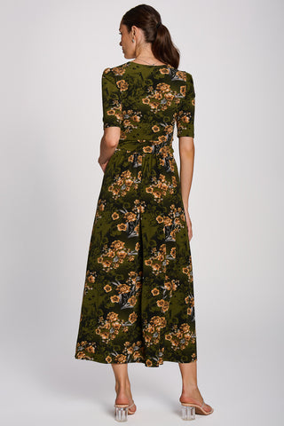 Printed Jersey Maxi Dress, Green Floral