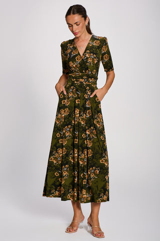 Printed Jersey Maxi Dress, Green Floral