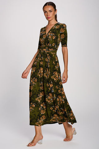 Printed Jersey Maxi Dress, Green Floral