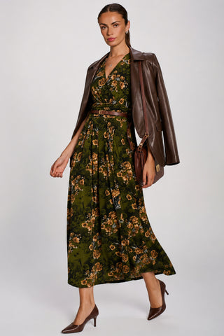 Printed Jersey Maxi Dress, Green Floral