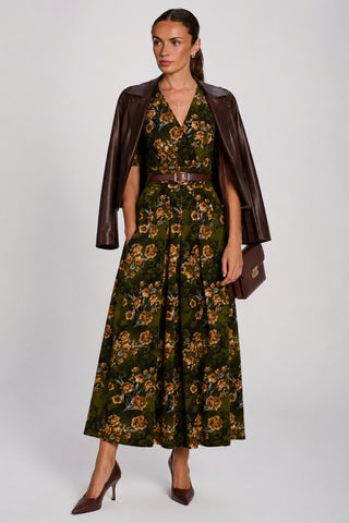 Printed Jersey Maxi Dress, Green Floral