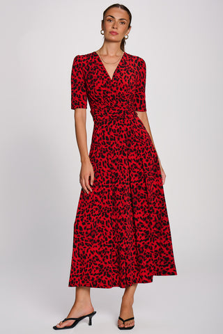 Printed Jersey Maxi Dress, Red Animal