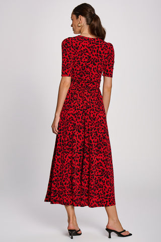Printed Jersey Maxi Dress, Red Animal