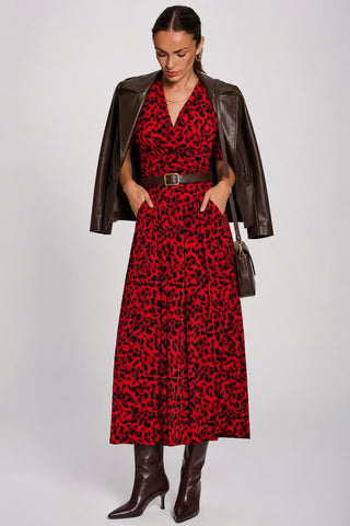 Printed Jersey Maxi Dress, Red Animal