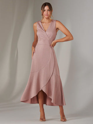 boohoo dusty pink dress boohoo Women's Tall Chiffon Ruffle Detail Maxi Dress in Dusty Pink | Size: 14