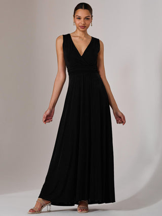 Ella Wrap Bodice Jersey Maxi Dress, Black Jolie Moi Retail Ella Wrap Bodice Jersey Maxi Dress, Black Jolie Moi Retail