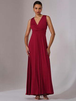 dark red wrap dress Dark red wrap dress with ruffles