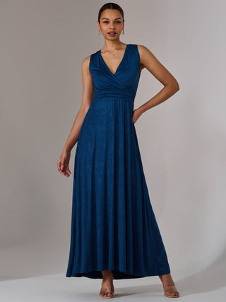 Wrapped Bodice Jersey Maxi Dress, Navy