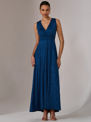 Wrapped Bodice Jersey Maxi Dress, Navy